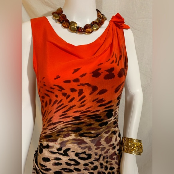 Yoanna Baraschi Anthropologie EUC Animal print silk dress with back zip, size 8 - Picture 2 of 12